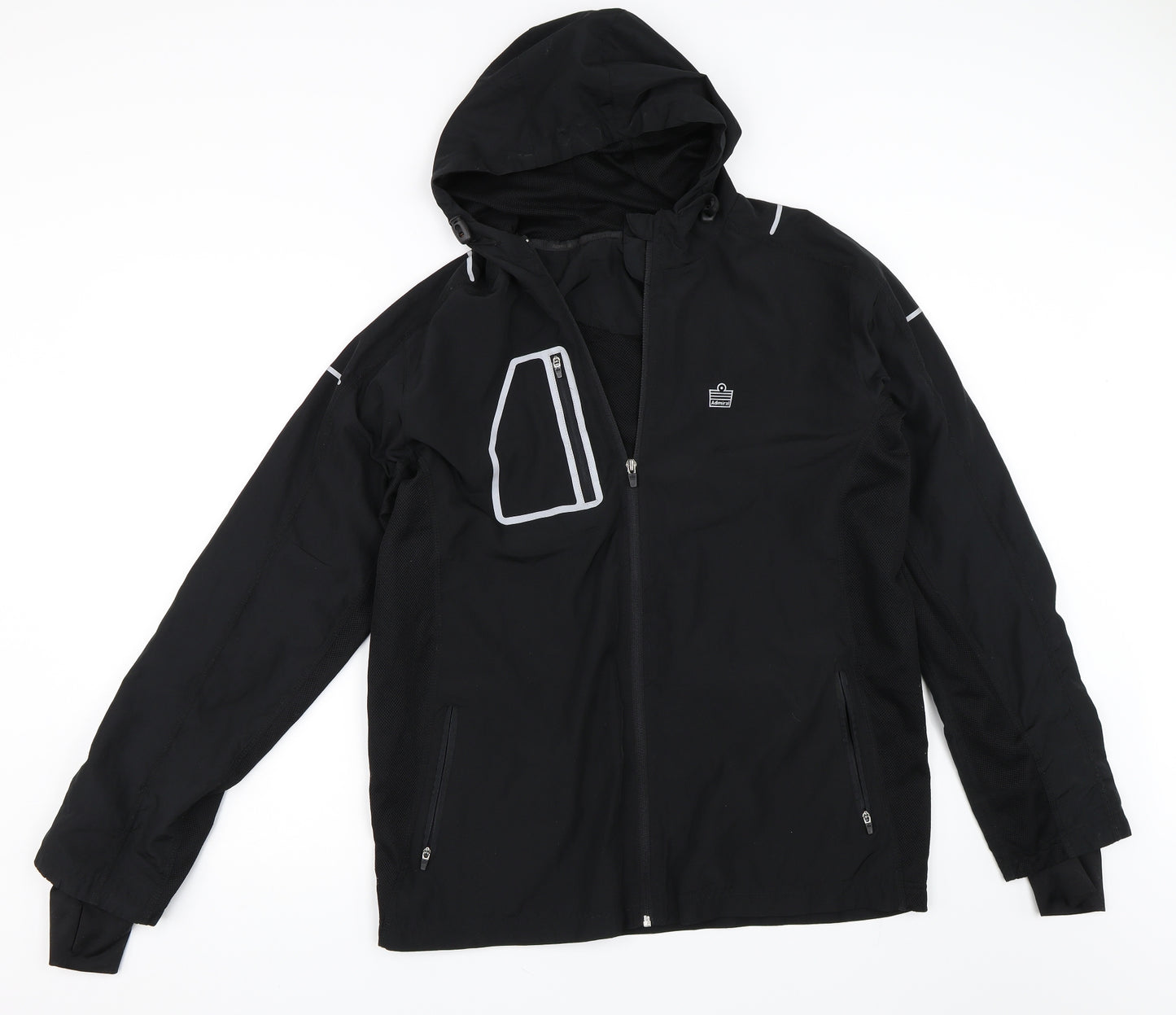 Admiral Mens Black   Windbreaker Coat Size L