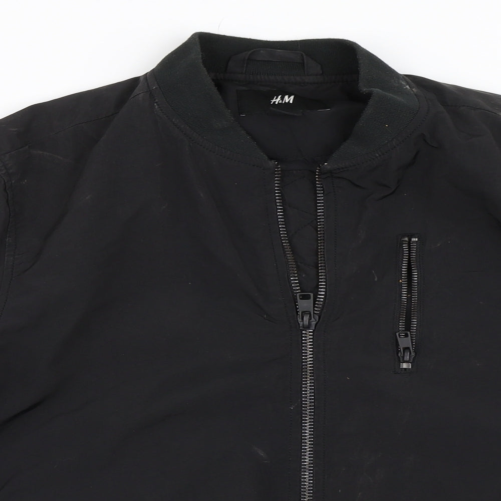 H&M Mens Black   Bomber Jacket Coat Size S
