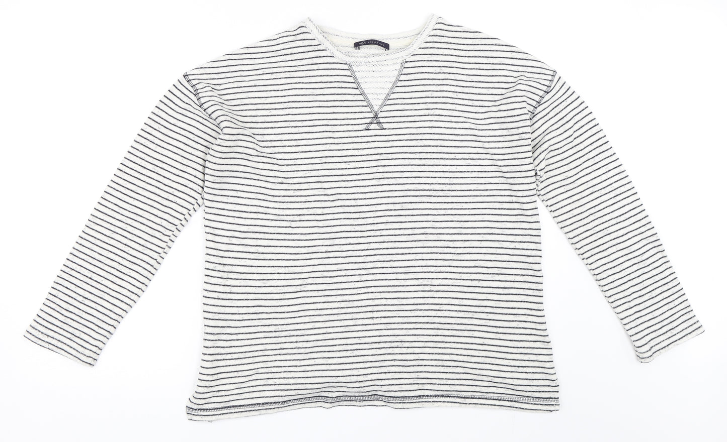 Marks and Spencer Womens White Striped  Pullover Jumper Size 12