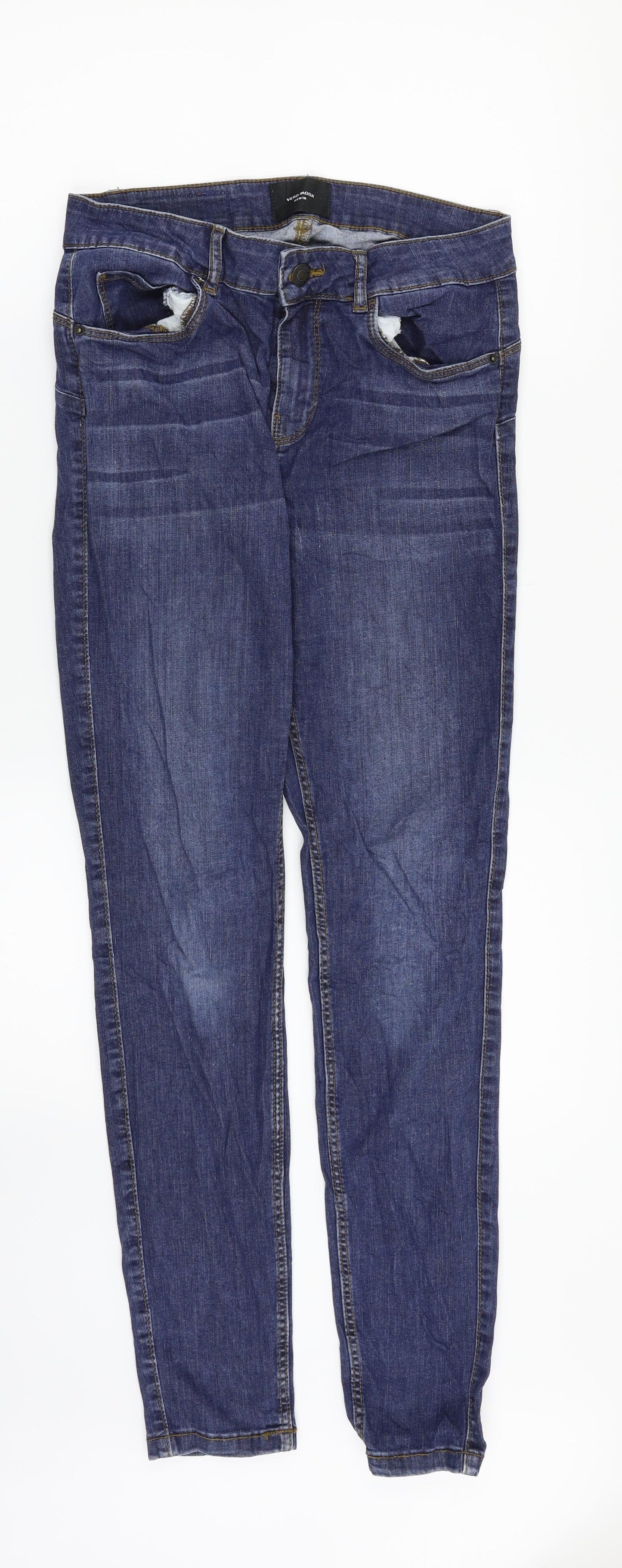 VERO MODA Womens Blue  Denim Straight Jeans Size 32 in L32 in