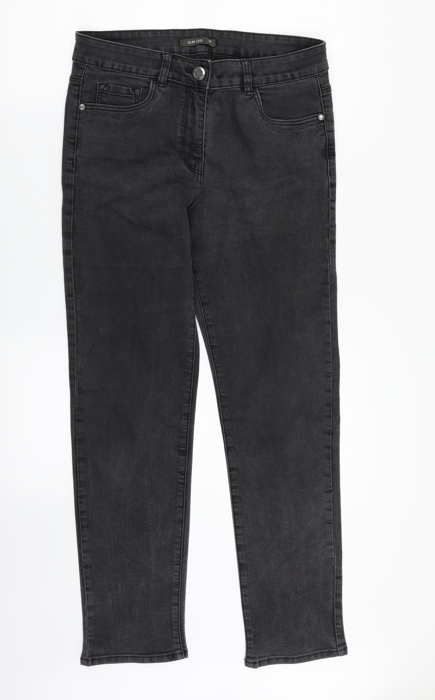 Bonmarché Womens Black  Denim Straight Jeans Size 12 L27 in