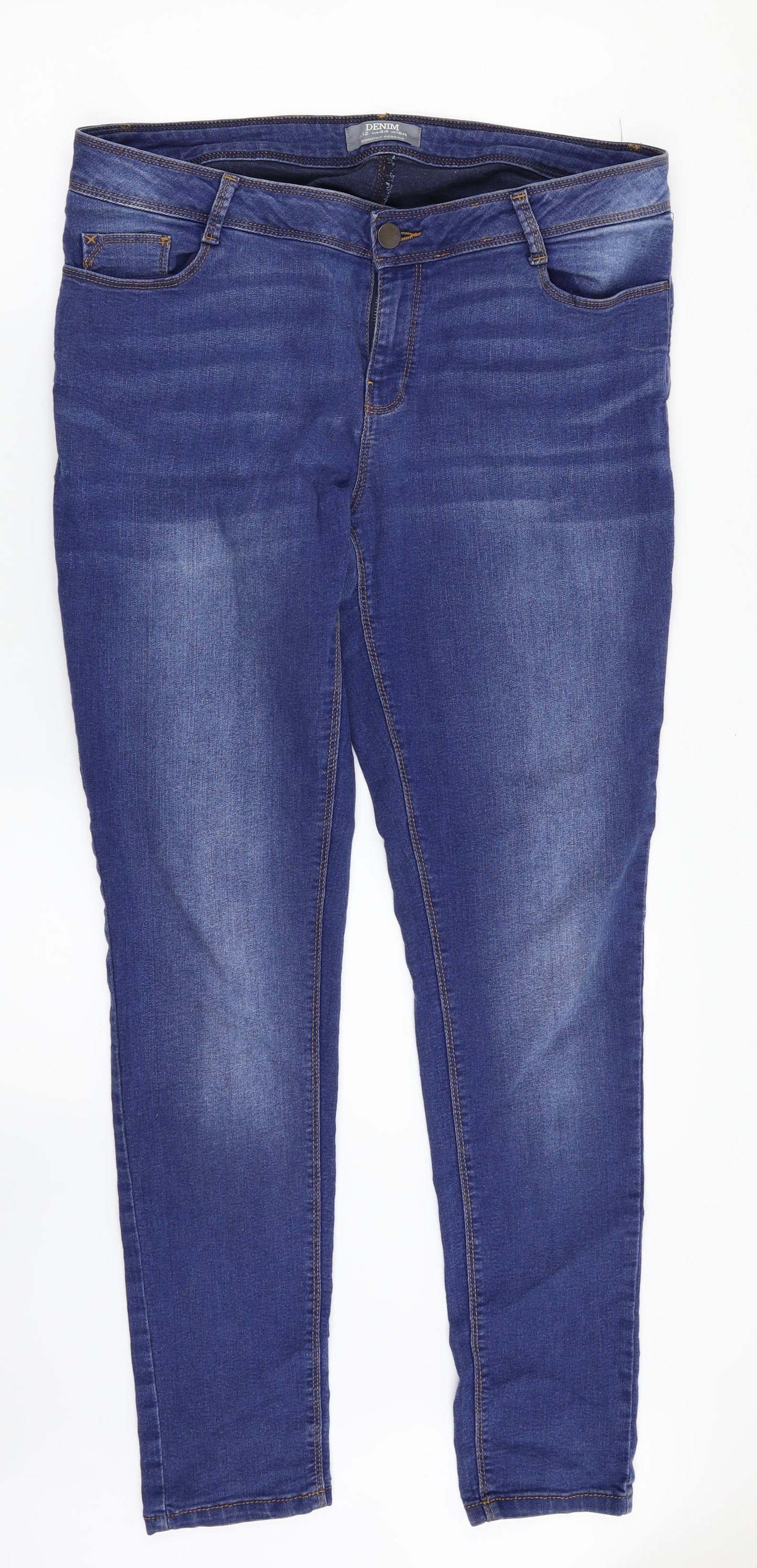 Dorothy Perkins Womens Blue  Denim Straight Jeans Size 16 L31 in