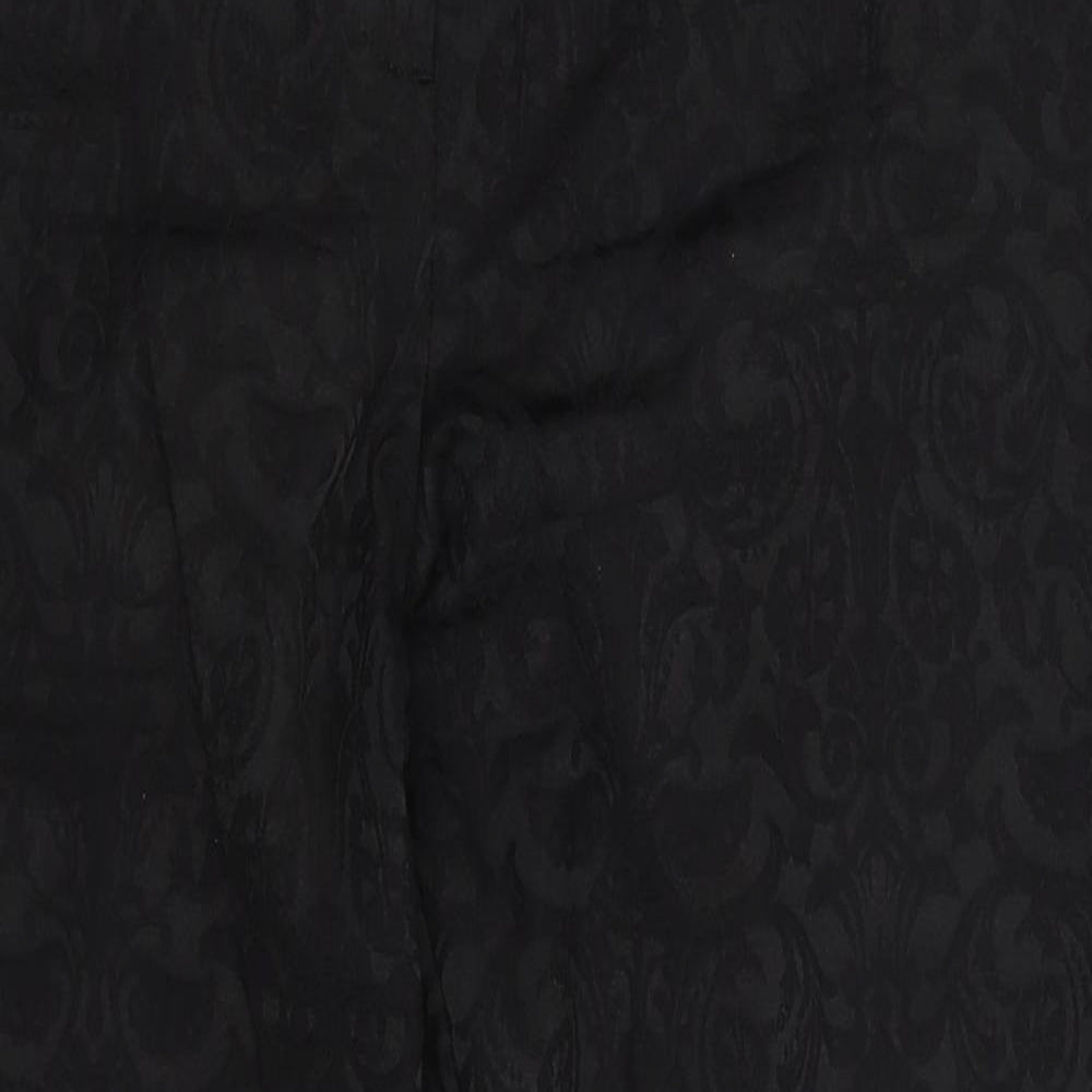 M&S Womens Black Floral  Dress Pants Trousers Size 14 L26 in