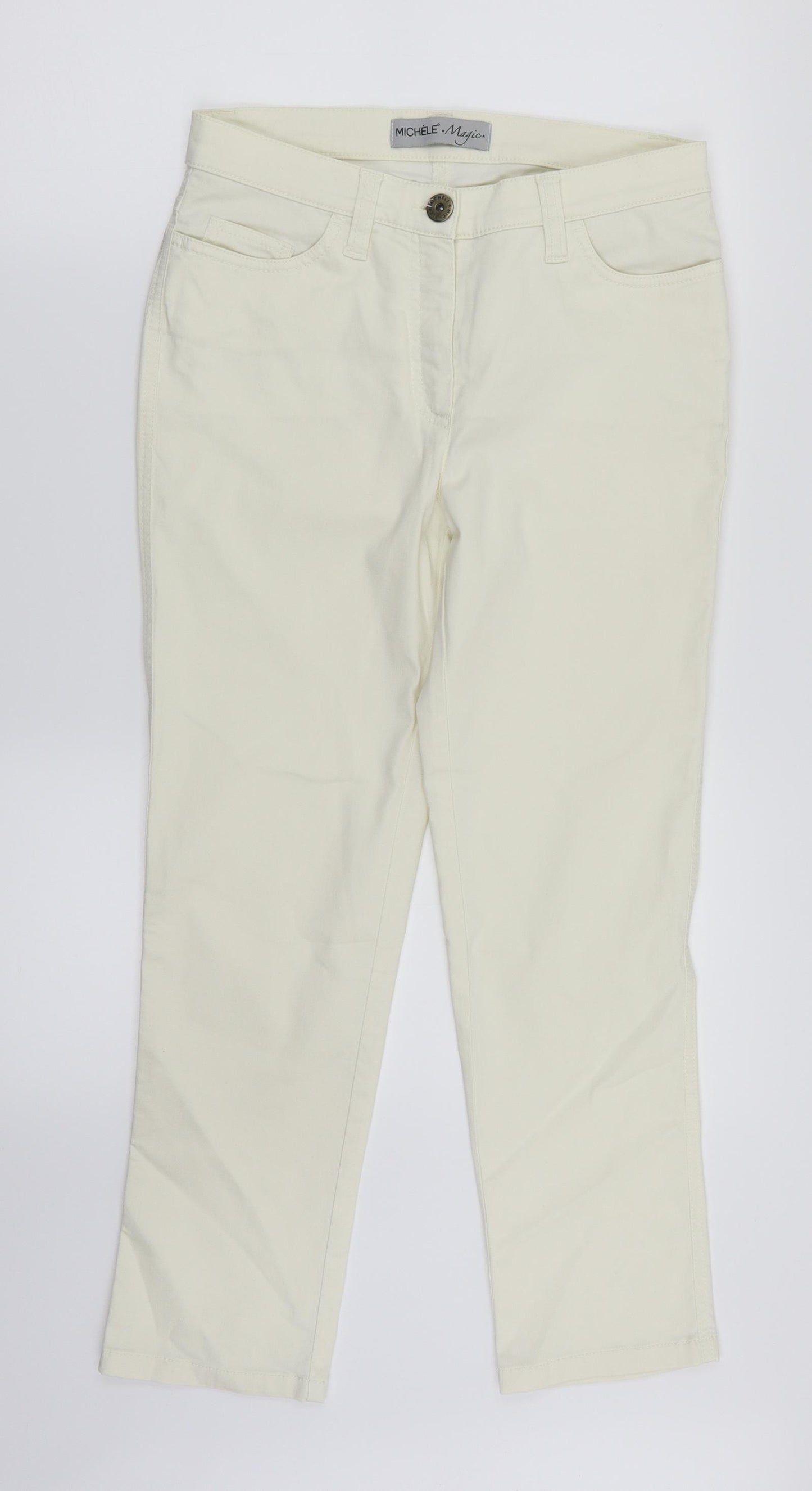 Michele Magic Womens White  Denim Straight Jeans Size 8 L25 in