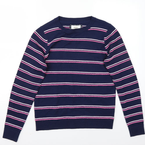 Maine Womens Blue Striped  Pullover Jumper Size 12