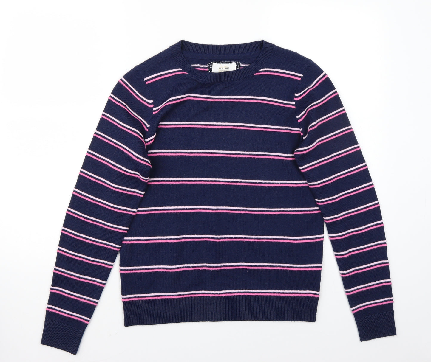 Maine Womens Blue Striped  Pullover Jumper Size 12