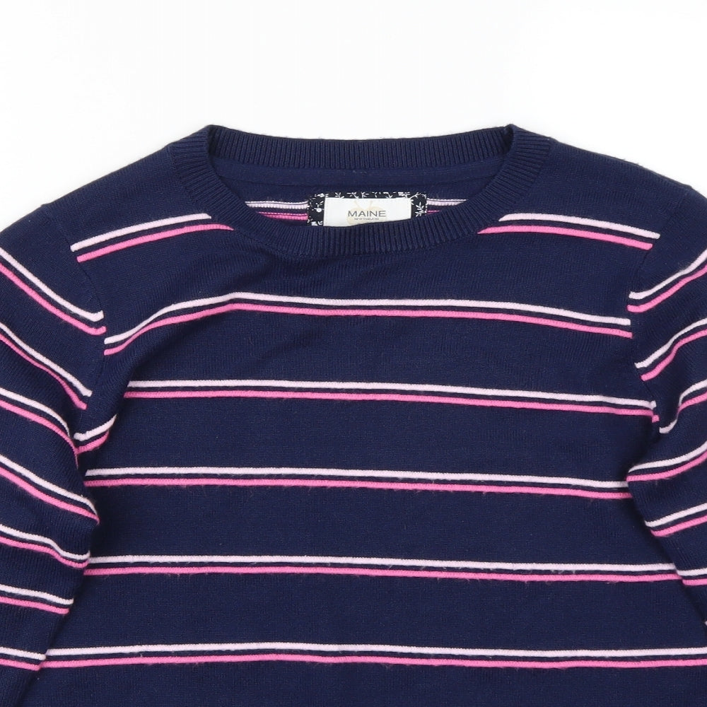 Maine Womens Blue Striped  Pullover Jumper Size 12
