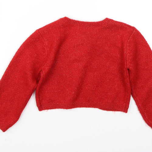 Marks & Spencer Girls Red   Cardigan Jumper Size 6-7 Years