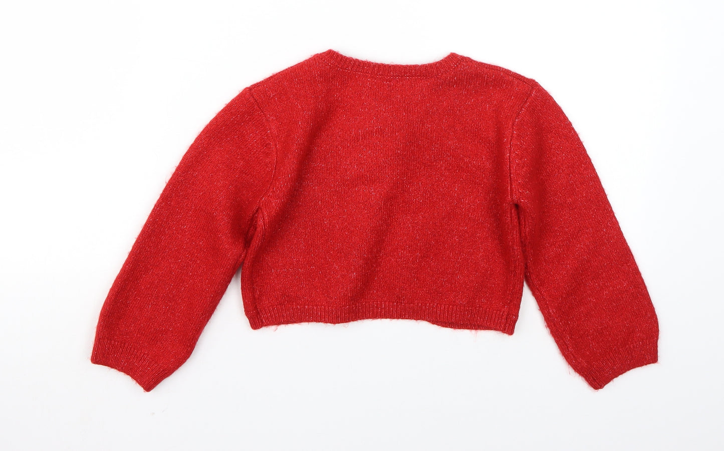 Marks & Spencer Girls Red   Cardigan Jumper Size 6-7 Years