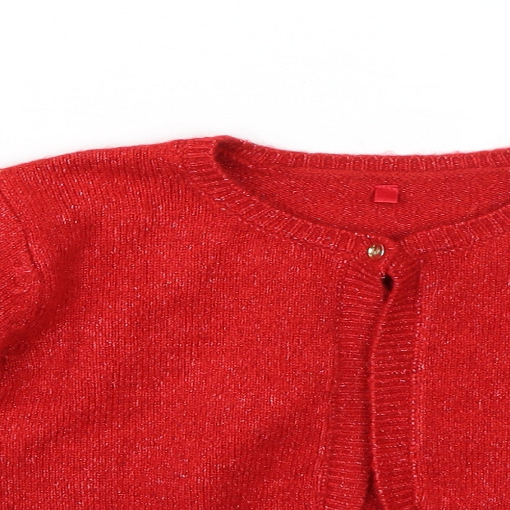 Marks & Spencer Girls Red   Cardigan Jumper Size 6-7 Years