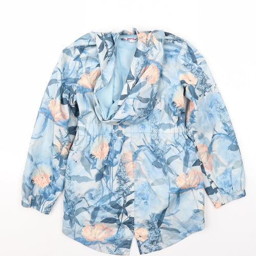 Miss evie Girls Blue Floral  Jacket Coat Size 7-8 Years