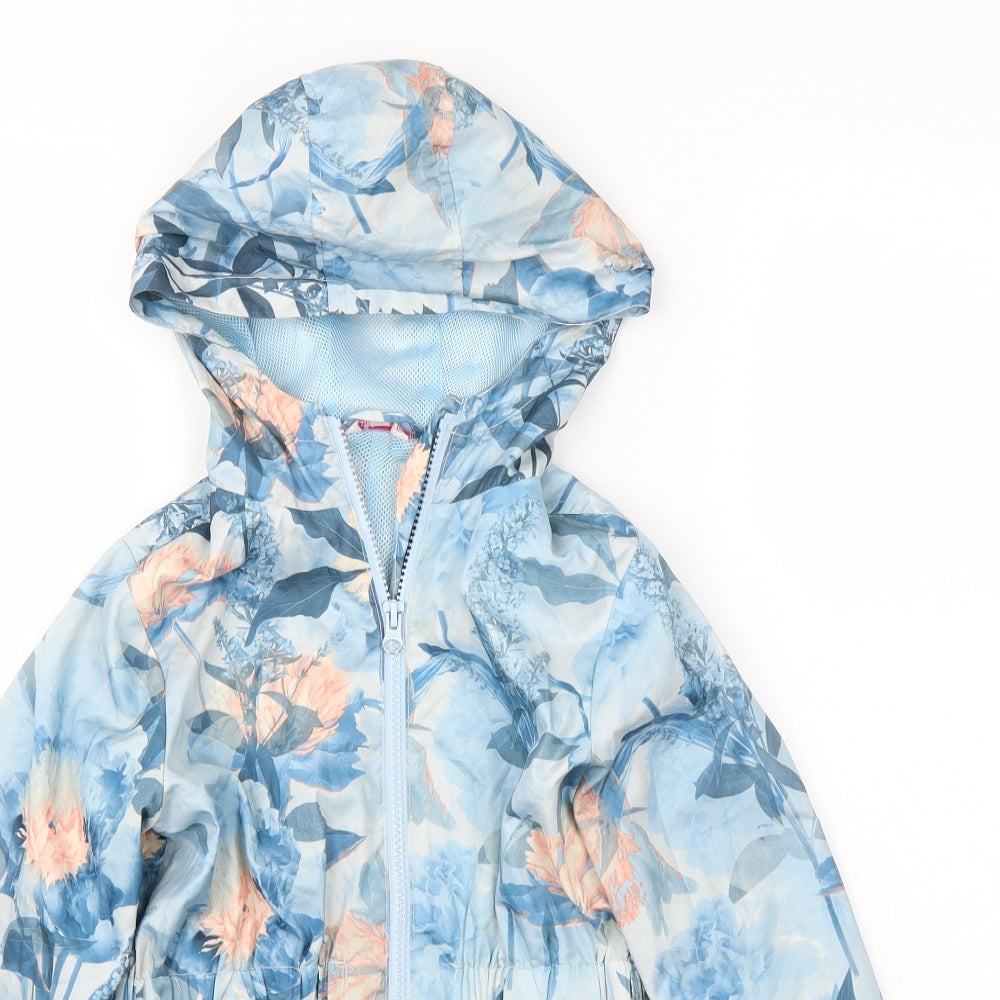 Miss evie Girls Blue Floral  Jacket Coat Size 7-8 Years
