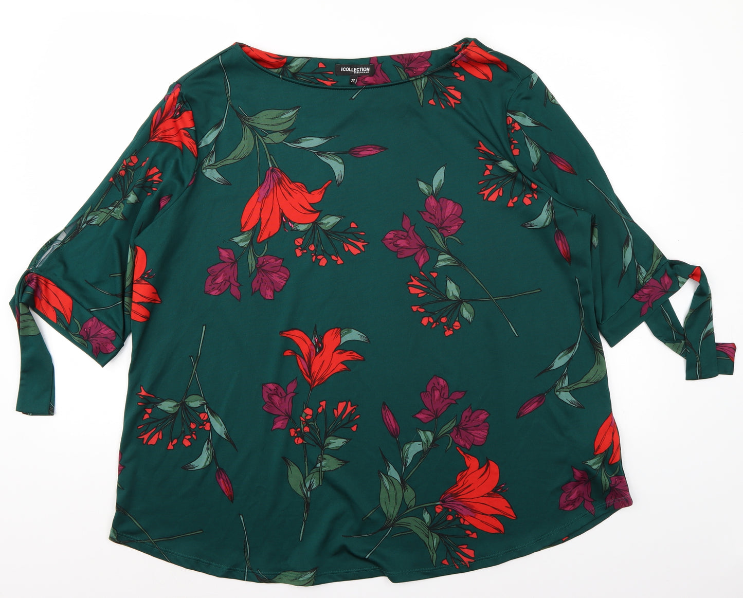 Debenhams Womens Green Floral  Basic T-Shirt Size 22