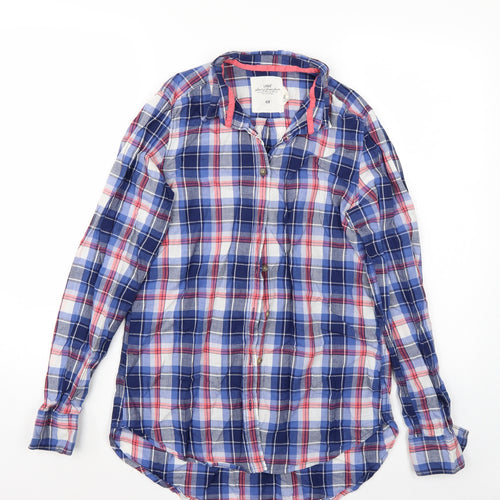 H&M Womens Blue Check  Basic Button-Up Size 6