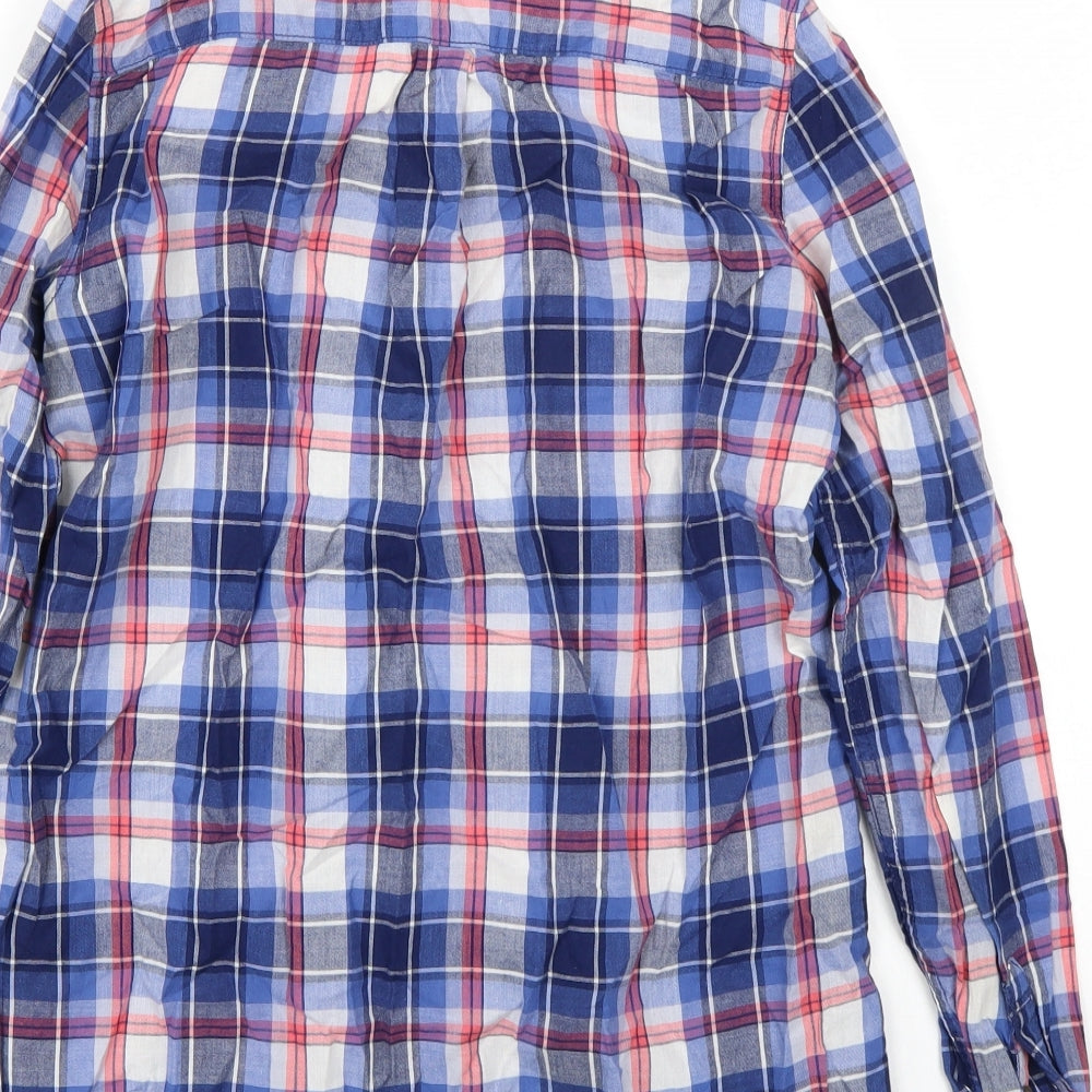H&M Womens Blue Check  Basic Button-Up Size 6
