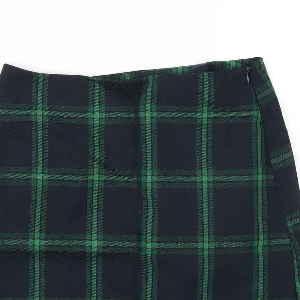 Newlook Womens Blue Check  A-Line Skirt Size 8
