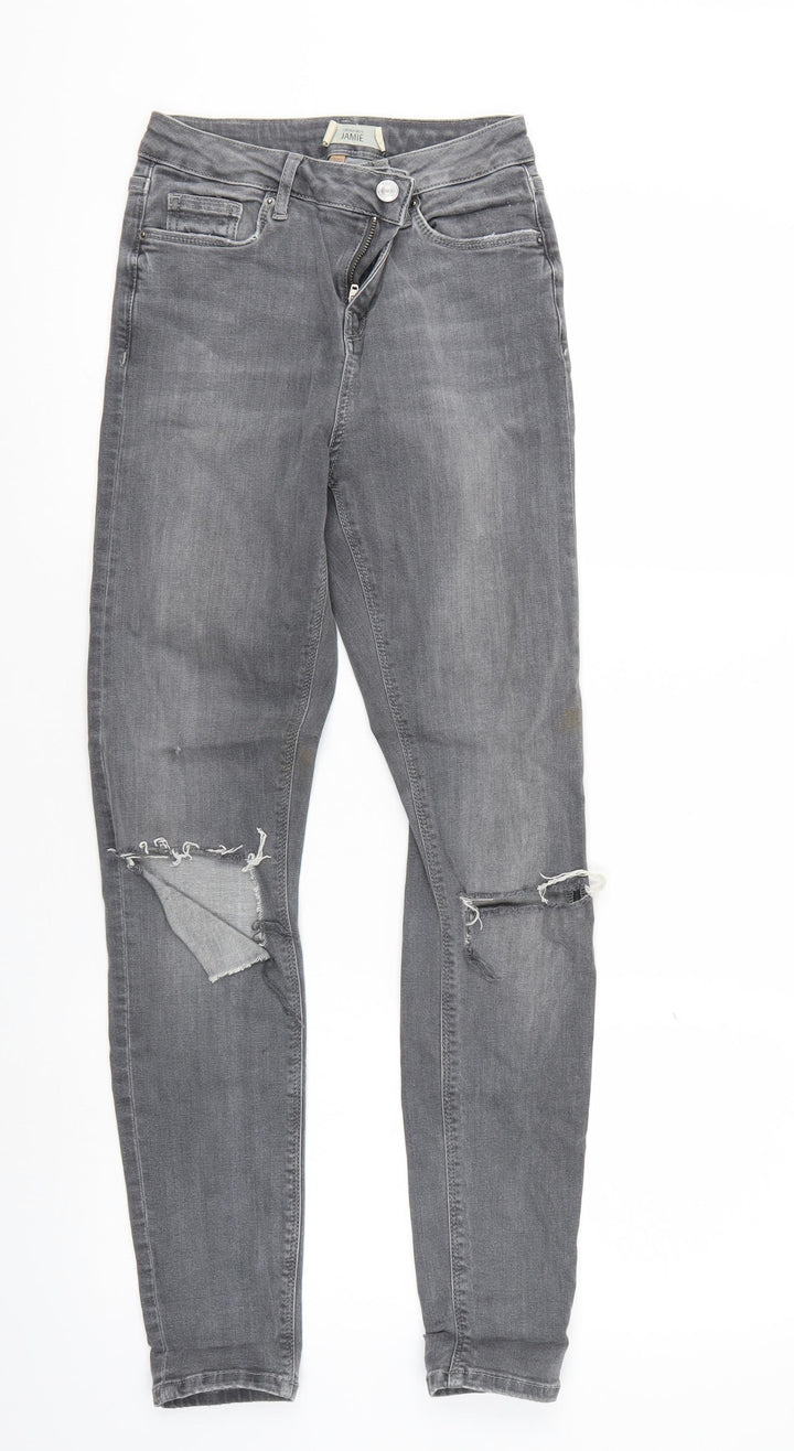Topshop Womens Grey Skinny Jeans Size 26 L32 in