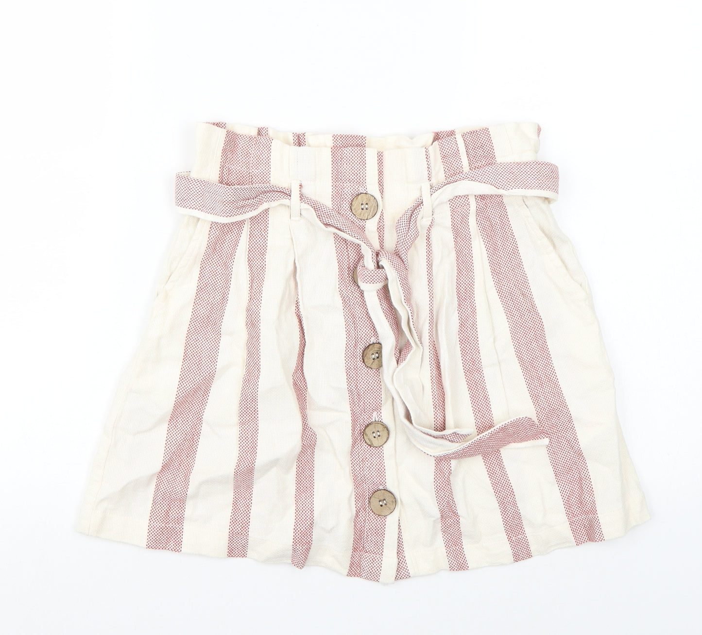 Primark Womens White Striped  A-Line Skirt Size 8