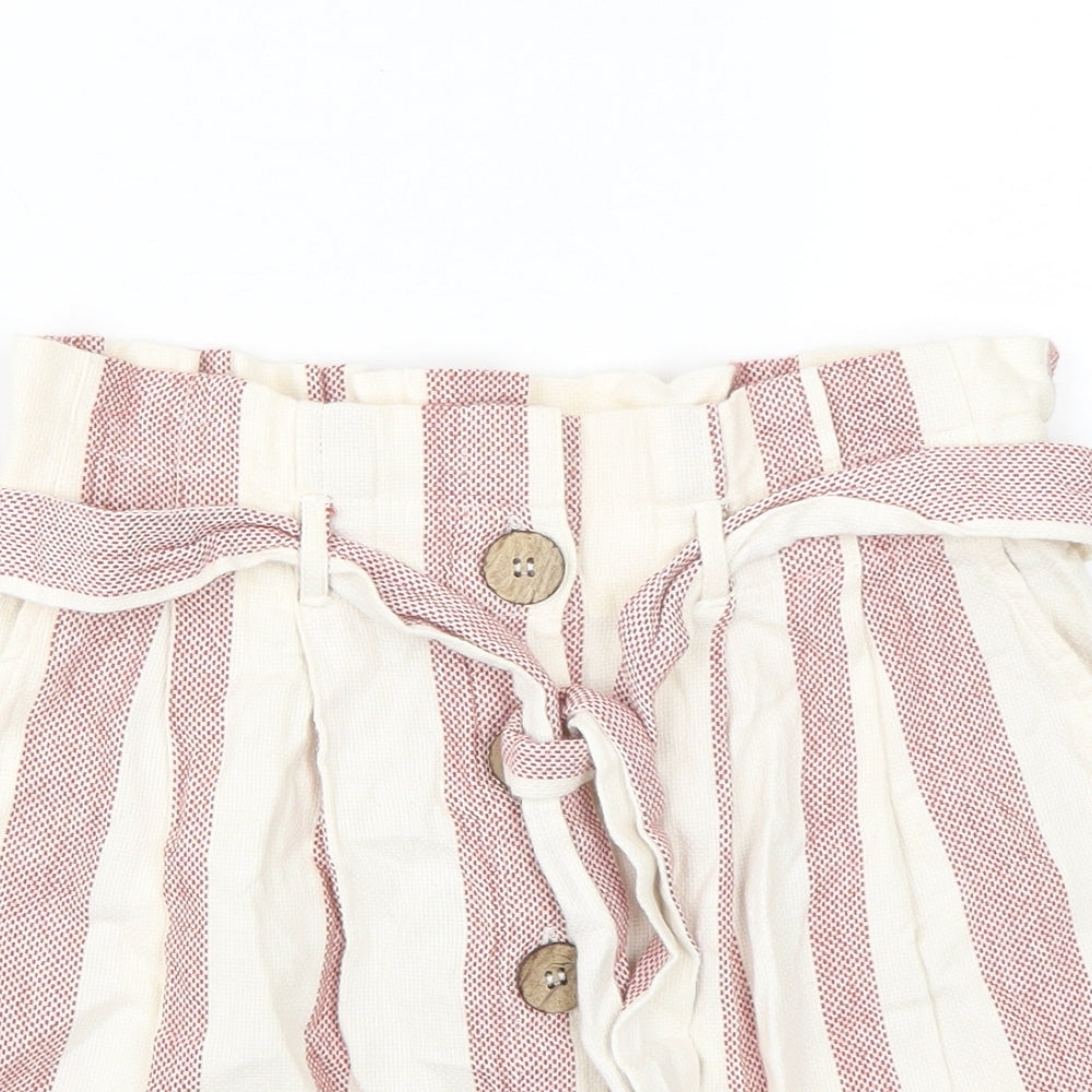 Primark Womens White Striped  A-Line Skirt Size 8