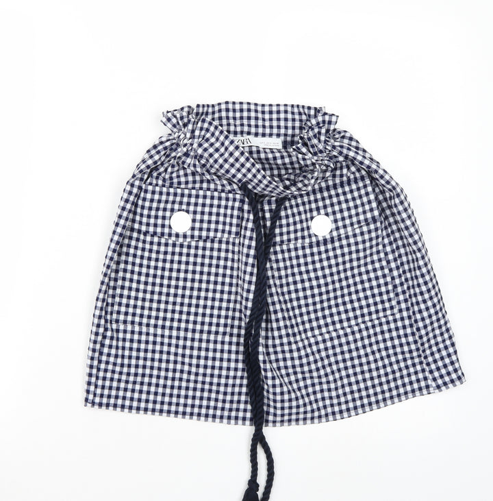 Zara Womens White Check  A-Line Skirt Size S