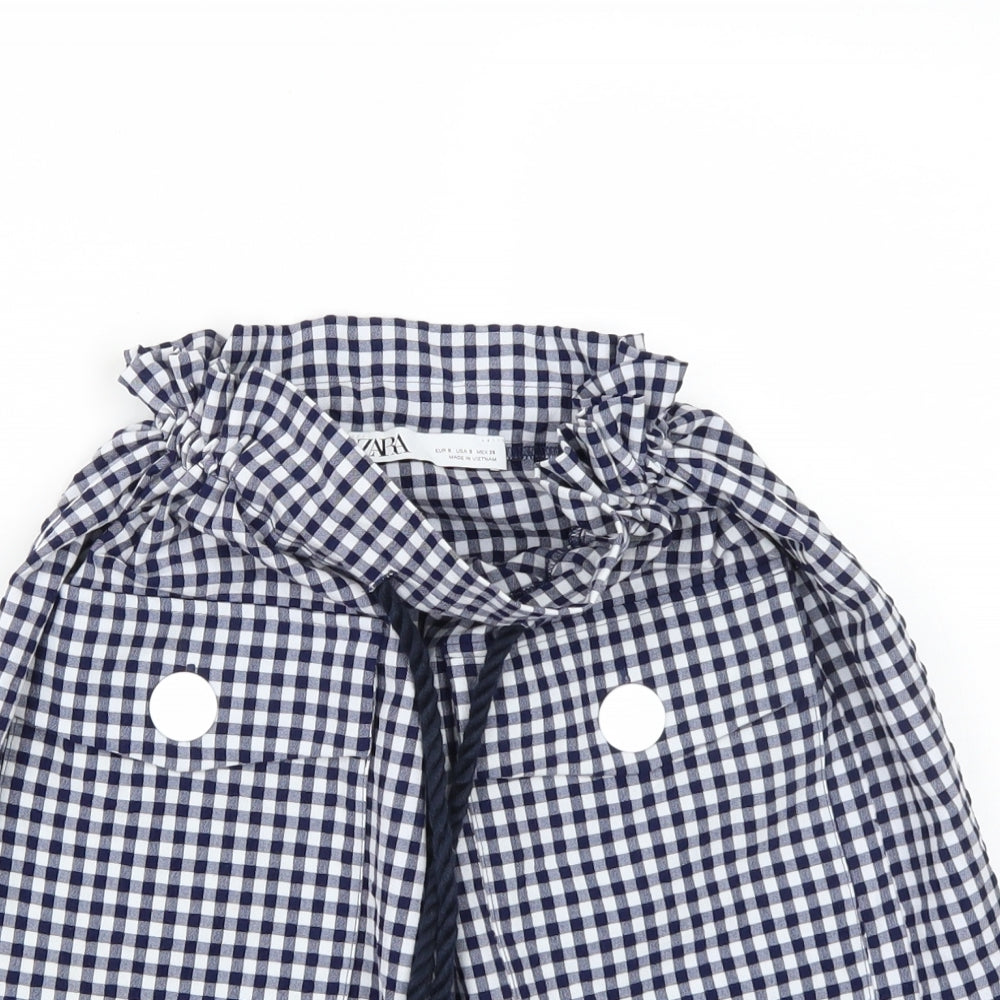 Zara Womens White Check  A-Line Skirt Size S