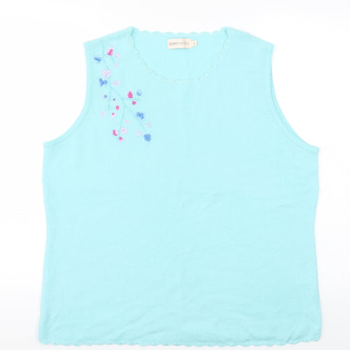 Bonmarché Womens Blue  Rayon Basic T-Shirt Size L