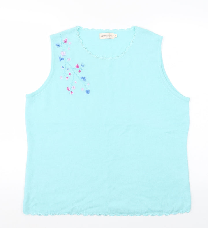 Bonmarché Womens Blue  Rayon Basic T-Shirt Size L