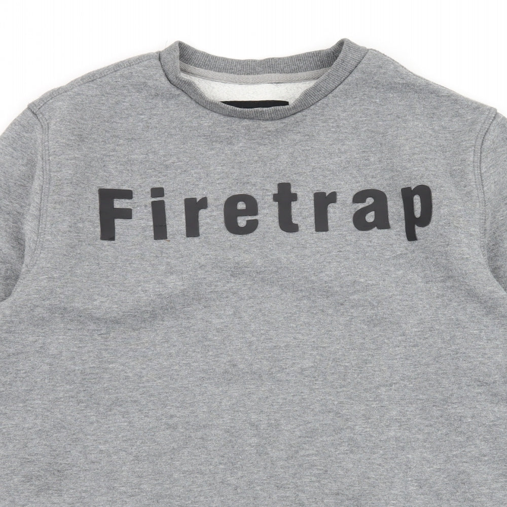 Firetrap Mens Grey  Jersey Pullover Sweatshirt Size M