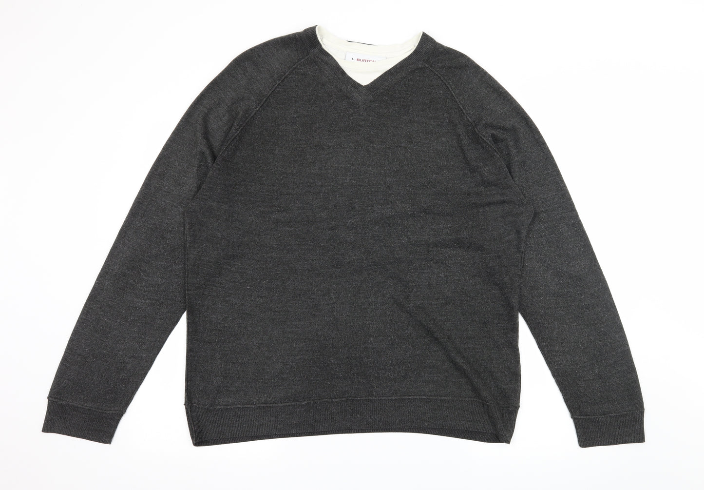 Burton Mens Grey  Knit Pullover Jumper Size L