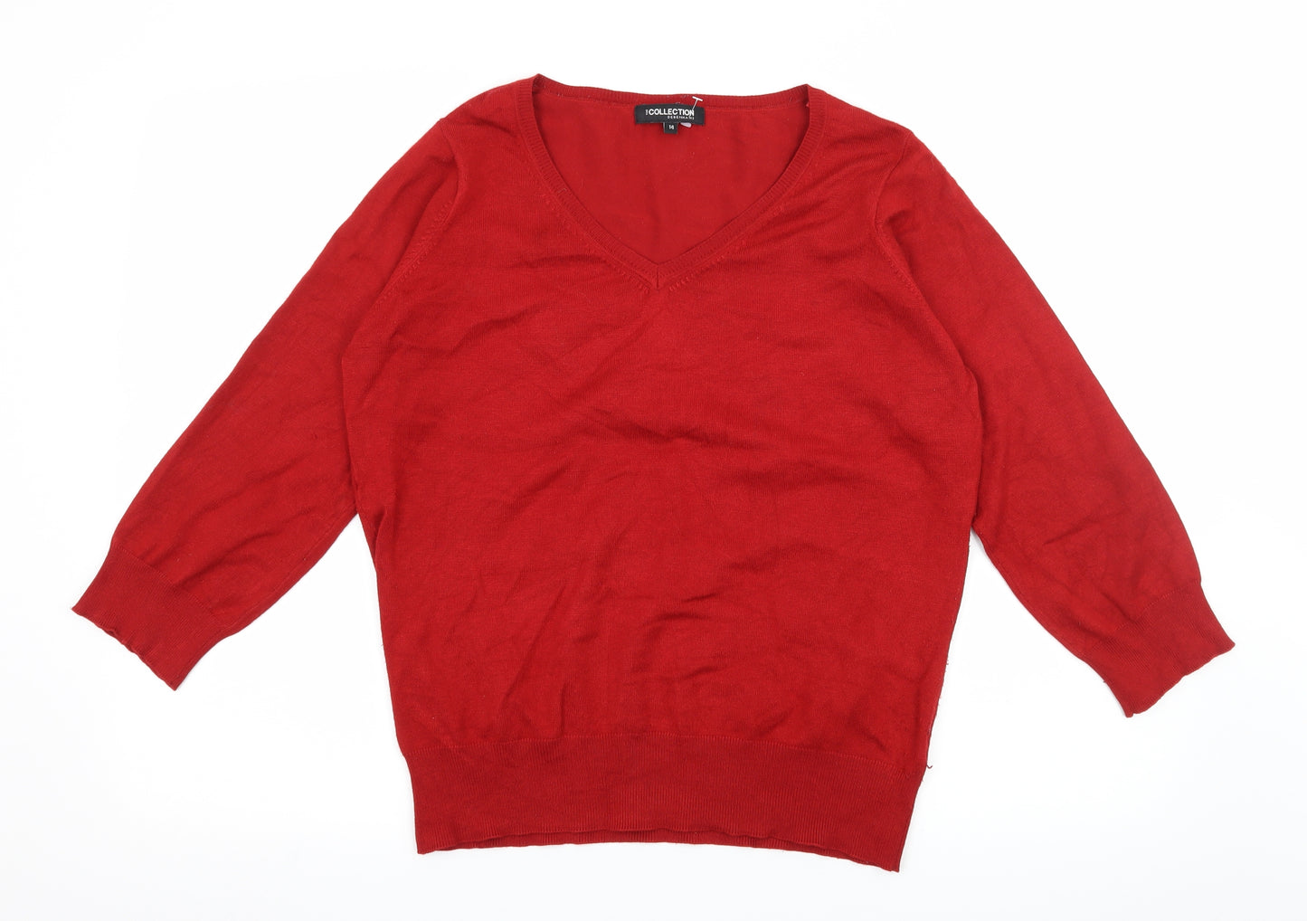 Debenhams Womens Red  Knit Pullover Jumper Size 14