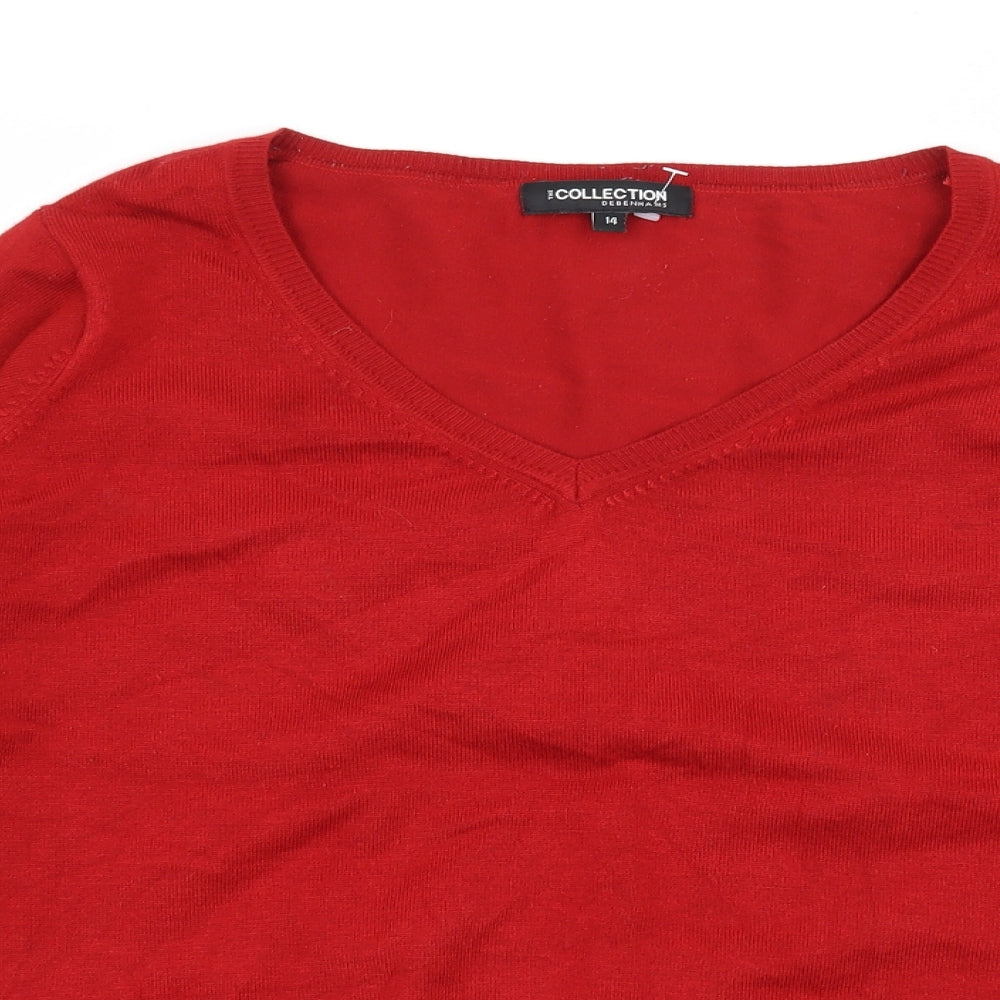 Debenhams Womens Red  Knit Pullover Jumper Size 14
