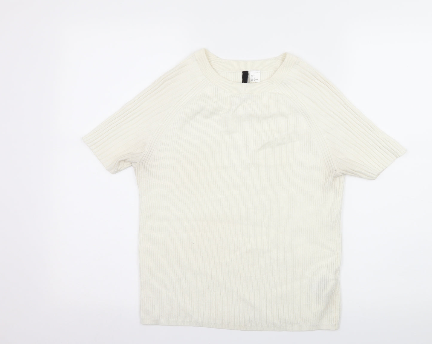 Divided by H&M Womens White  Knit Basic T-Shirt Size L