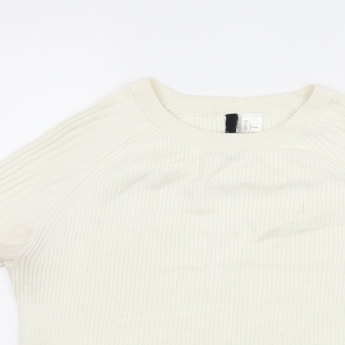 Divided by H&M Womens White  Knit Basic T-Shirt Size L