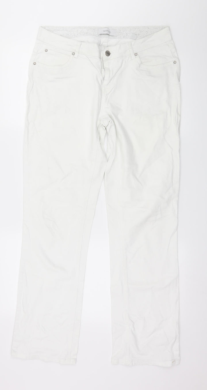 Telhlbo Womens White  Denim Straight Jeans Size 34 in L31 in