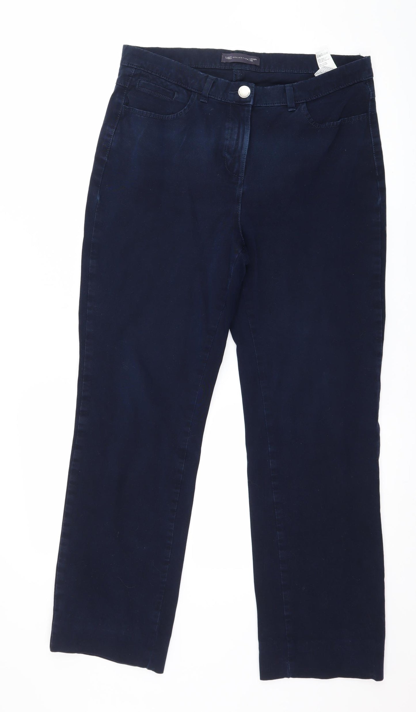 Marks and Spencer Womens Blue  Denim Straight Jeans Size 12 L27 in