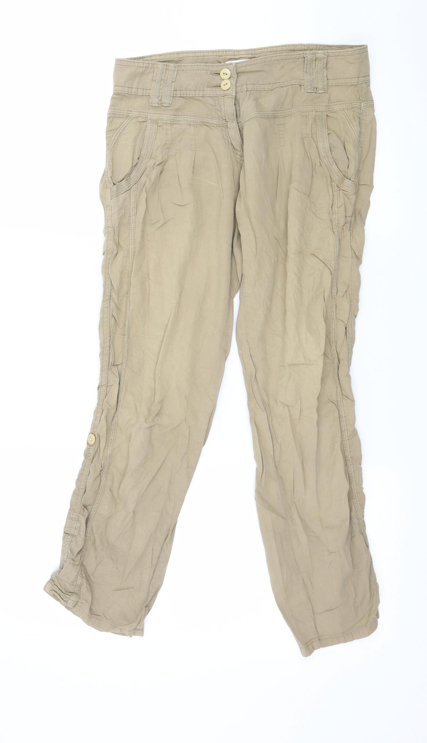 Promod Womens Beige   Cropped Trousers Size 8 L25 in