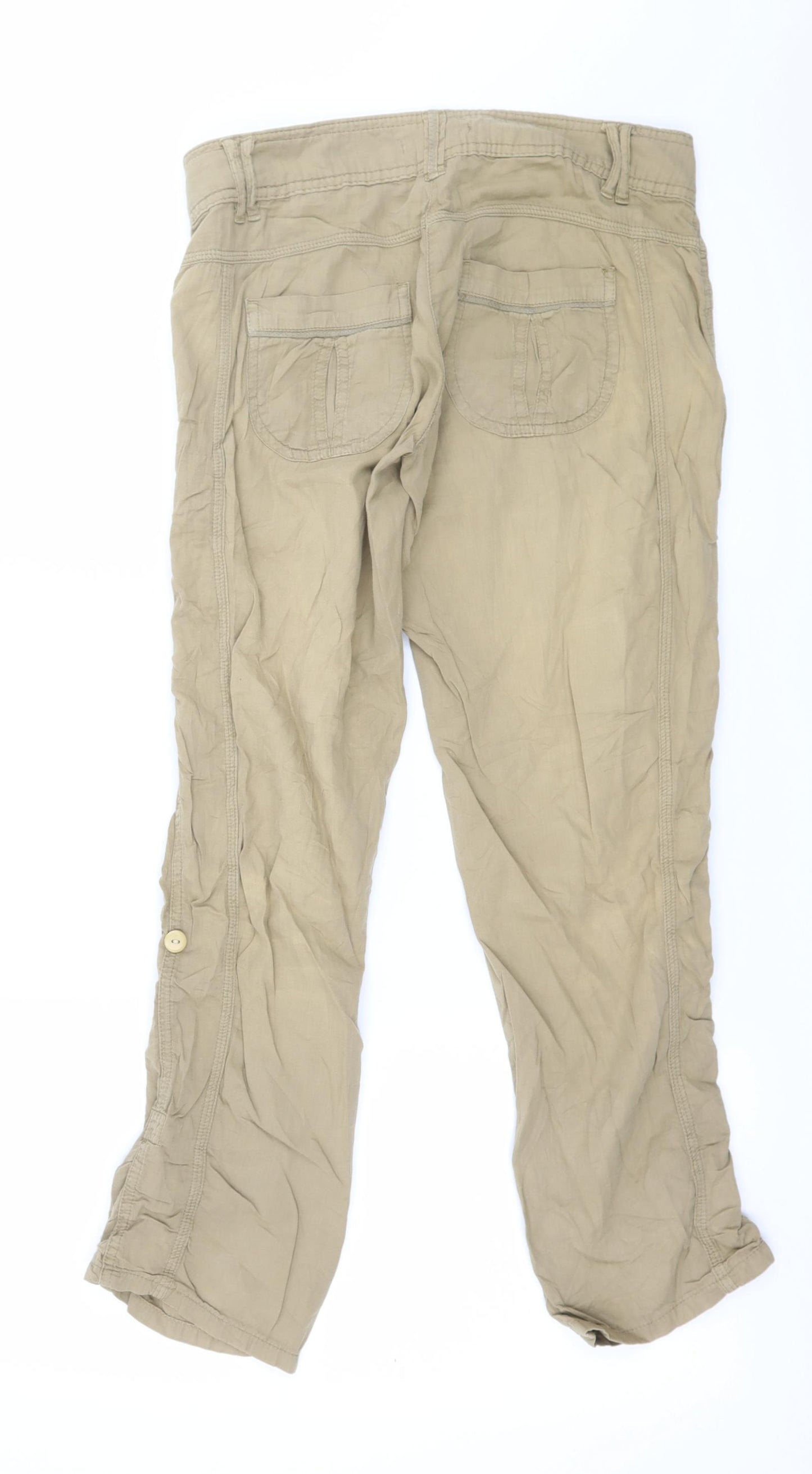 Promod Womens Beige   Cropped Trousers Size 8 L25 in