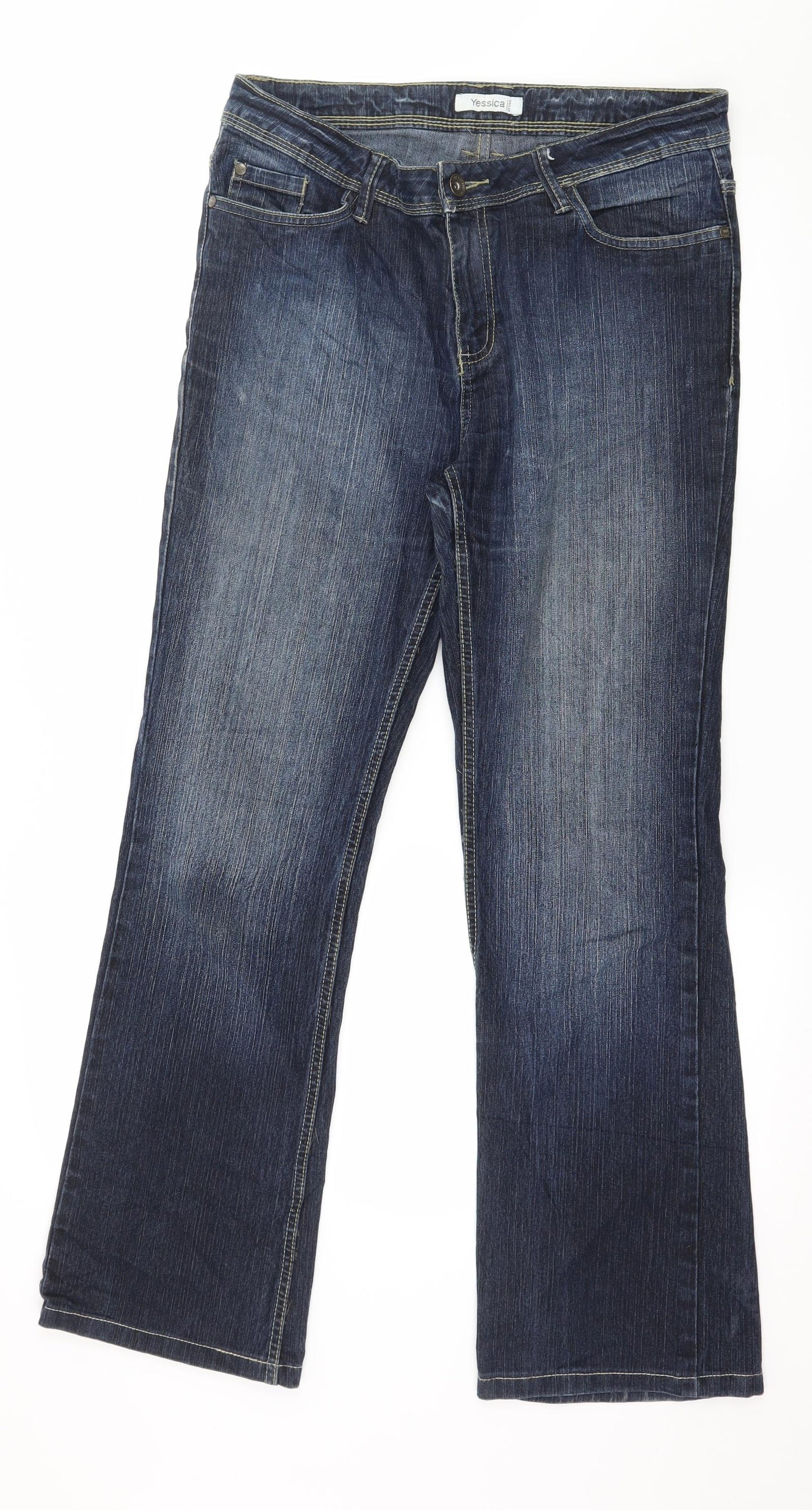 Yessica Womens Blue  Denim Straight Jeans Size 12 L29 in
