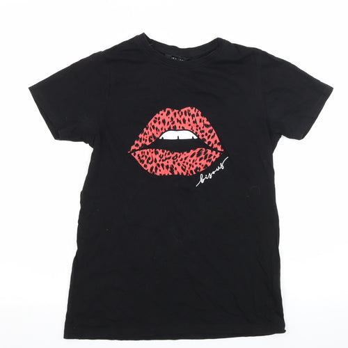 New Look Womens Black  Jersey Basic T-Shirt Size 6  - Lips