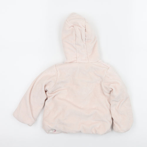 Marks and Spencer Girls Pink Striped Velour Jacket  Size 3-6 Months