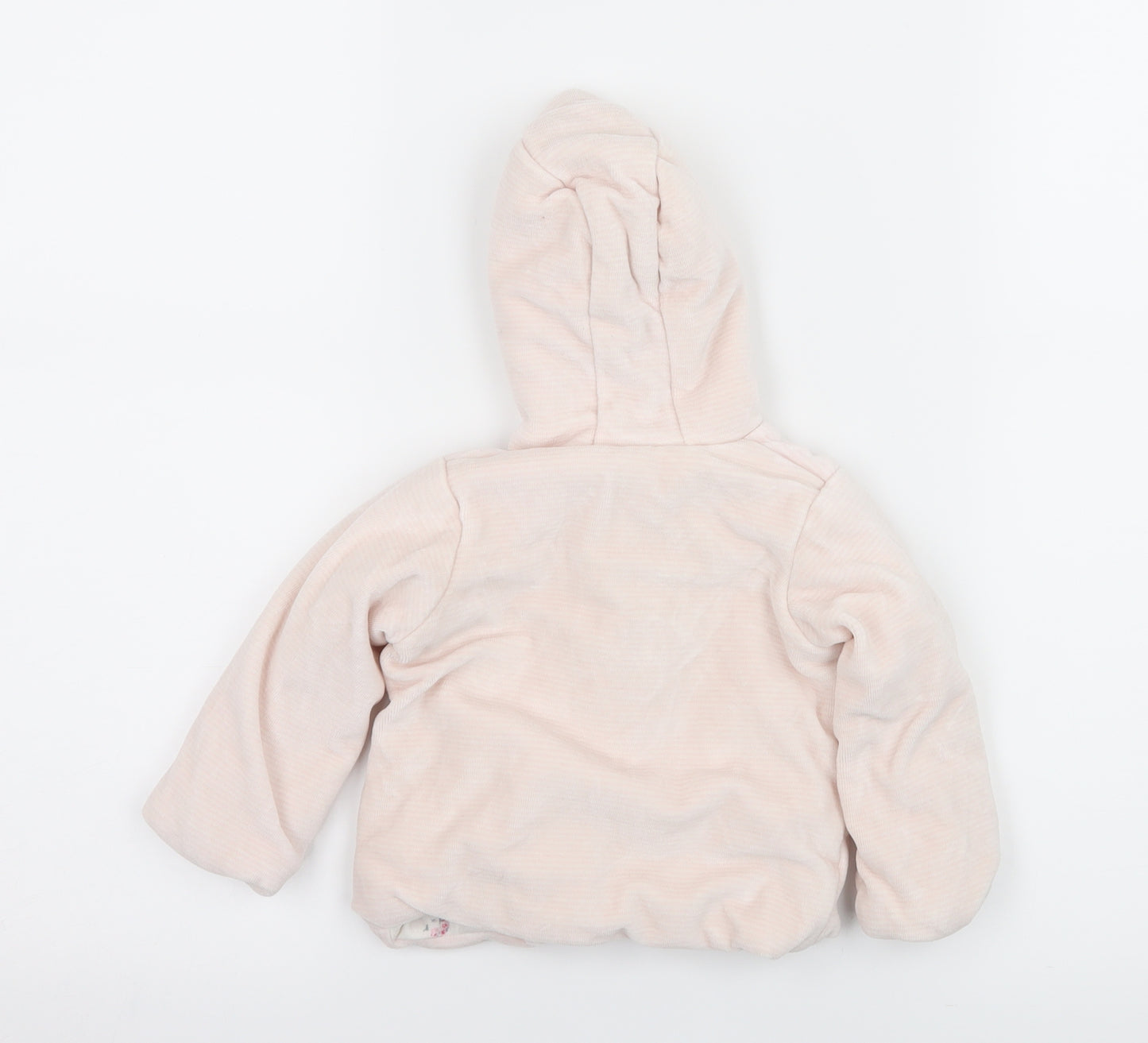 Marks and Spencer Girls Pink Striped Velour Jacket  Size 3-6 Months