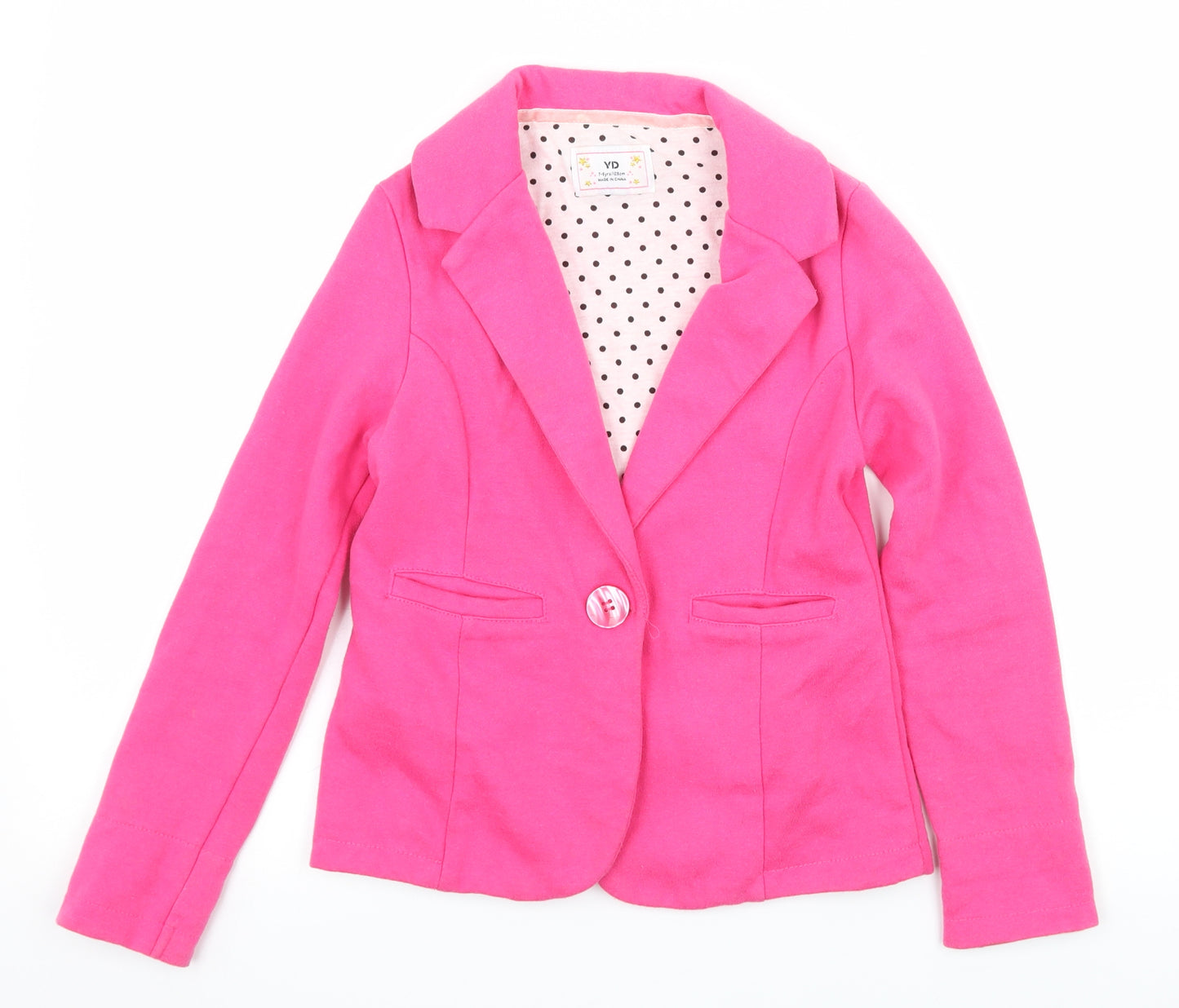 Young Dimension Girls Pink  Jersey Jacket Blazer Size 7-8 Years