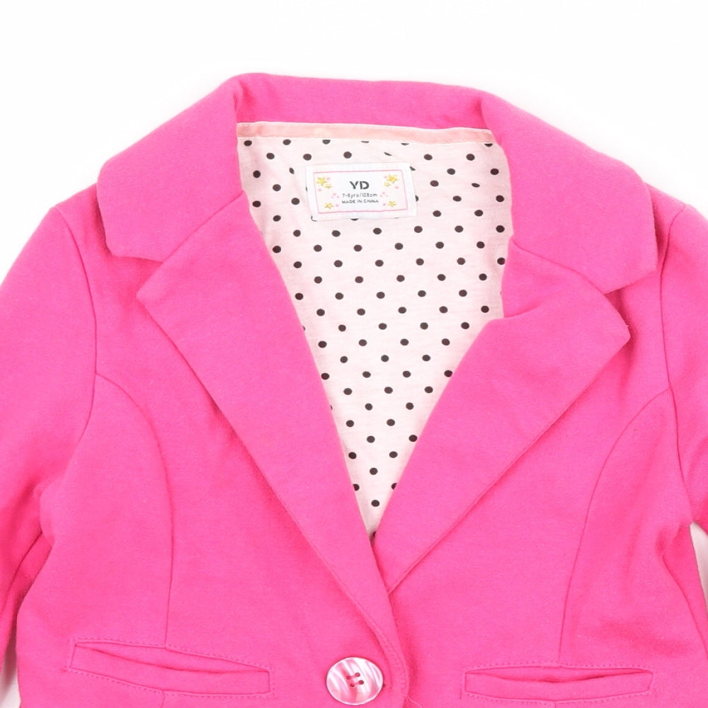 Young Dimension Girls Pink  Jersey Jacket Blazer Size 7-8 Years