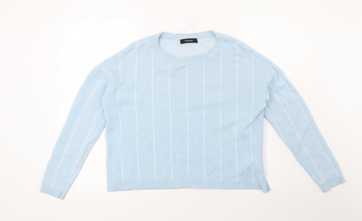 Autograph Womens Blue Striped  Pullover Jumper Size 12