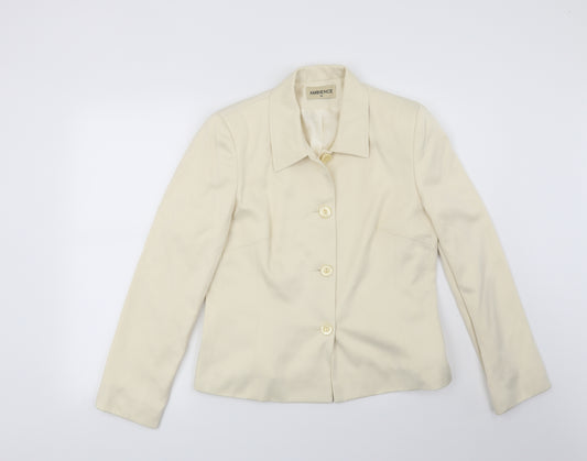 Front view of Ambience women’s beige jacket, size UK 12