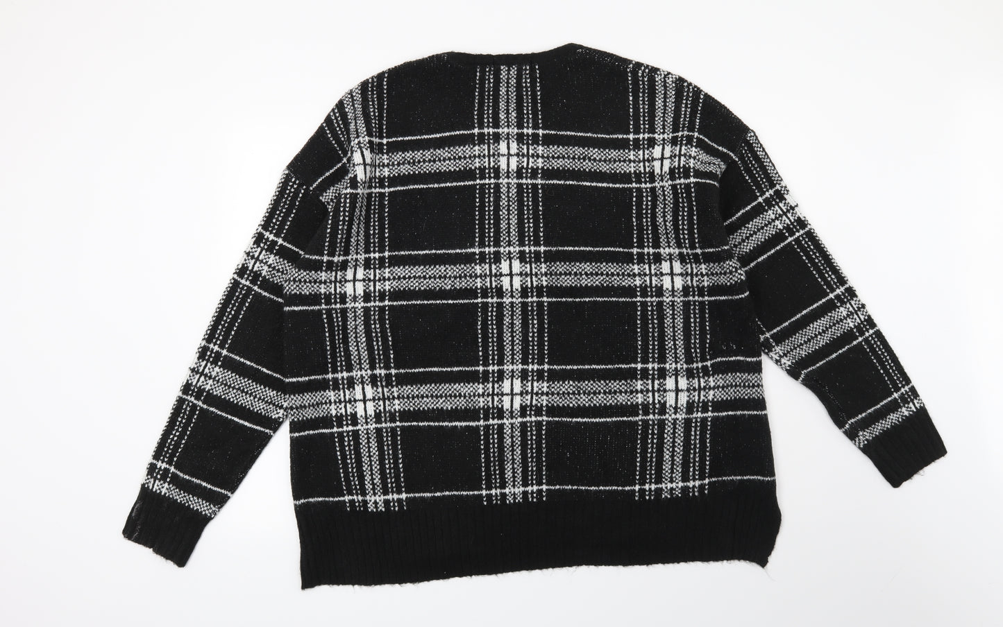 Preworn Womens Black Striped  Pullover Jumper Size 2XL