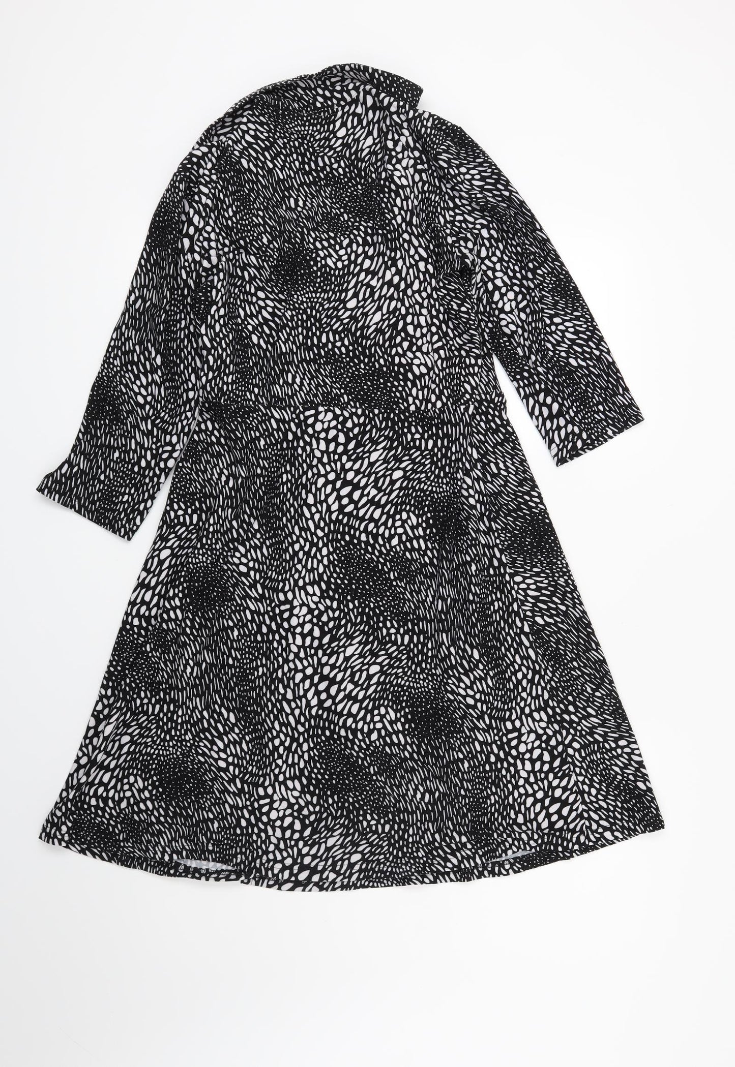 Blue Vanilla Womens Black Geometric  Wrap Dress  Size 14