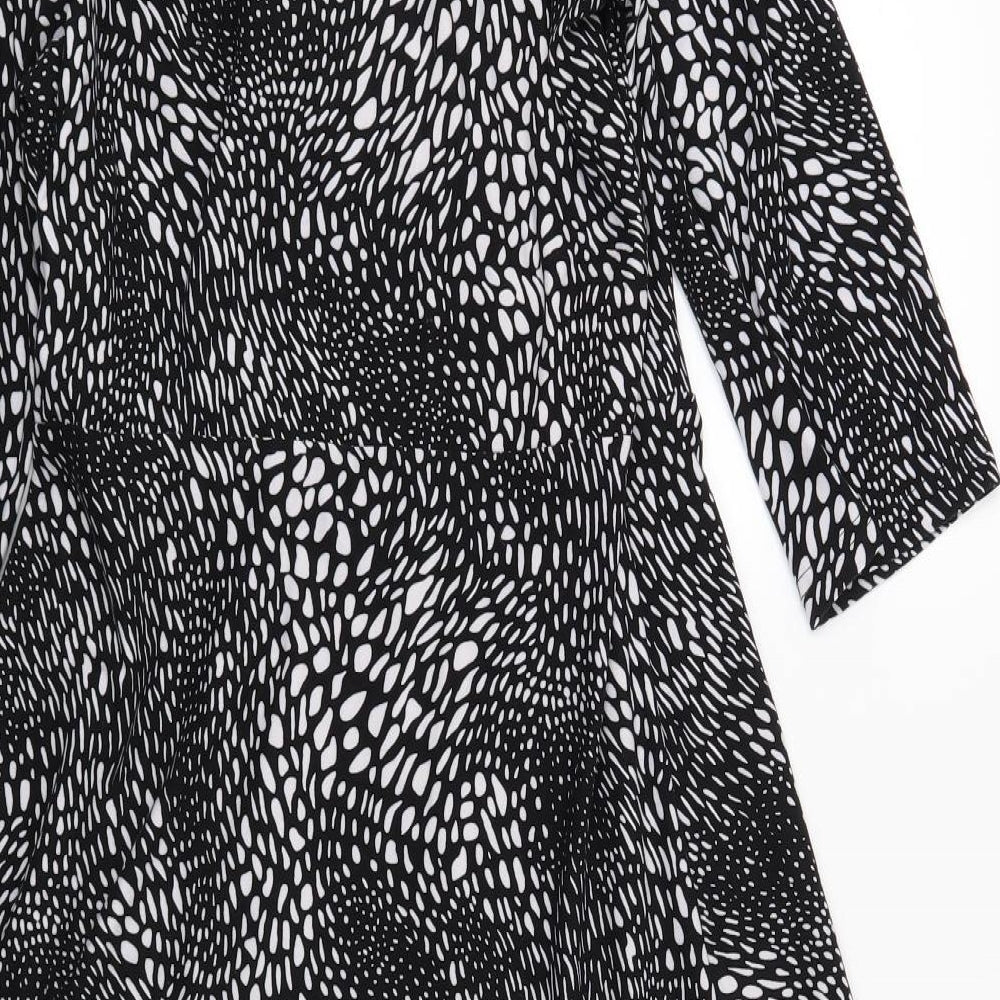 Blue Vanilla Womens Black Geometric  Wrap Dress  Size 14