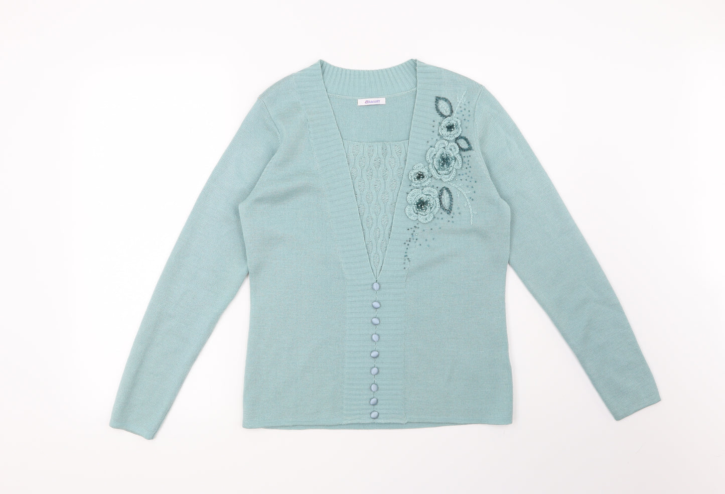 Damart Womens Green Floral  Pullover Jumper Size 10