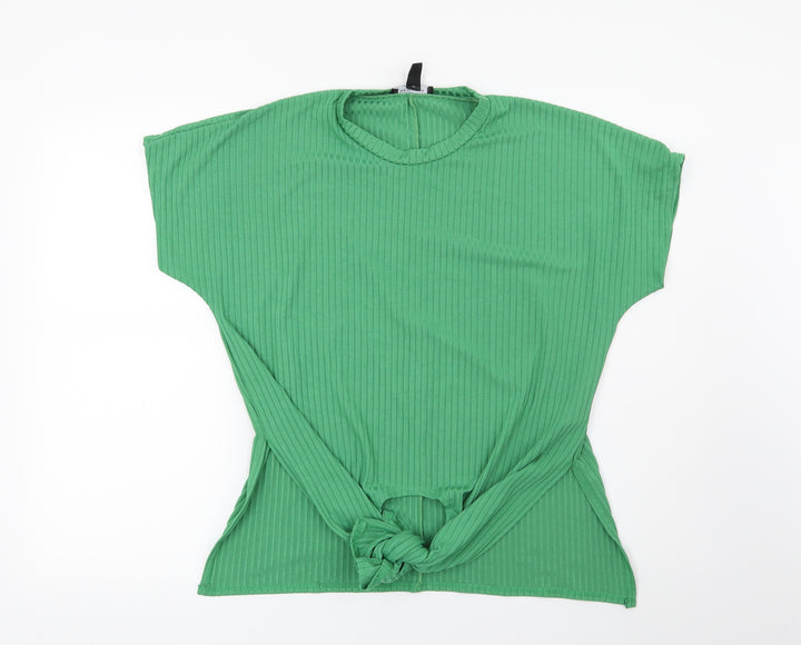 New Look Womens Green Striped  Basic Blouse Size 10